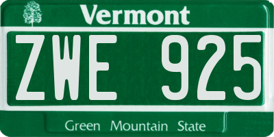 VT license plate ZWE925