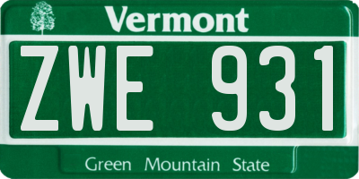 VT license plate ZWE931