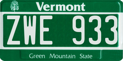 VT license plate ZWE933