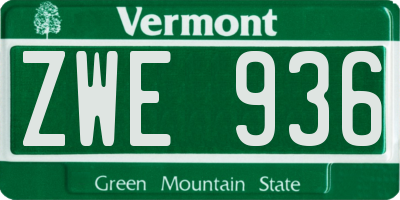VT license plate ZWE936