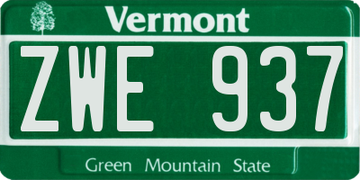 VT license plate ZWE937