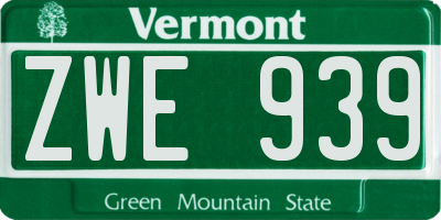 VT license plate ZWE939