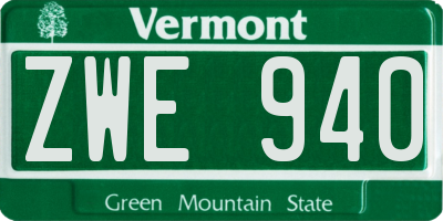 VT license plate ZWE940