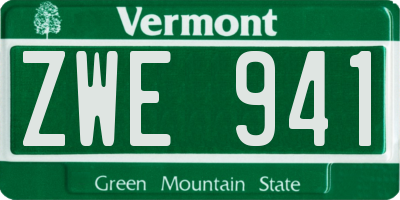 VT license plate ZWE941