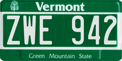 VT license plate ZWE942