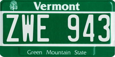 VT license plate ZWE943