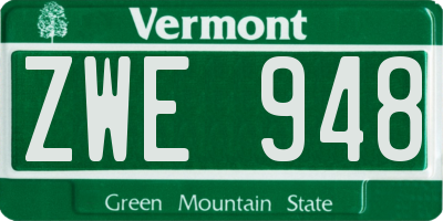 VT license plate ZWE948