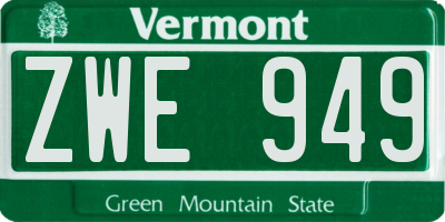 VT license plate ZWE949