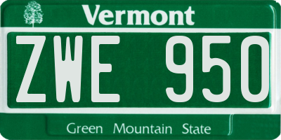 VT license plate ZWE950