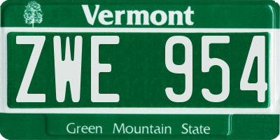 VT license plate ZWE954