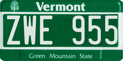 VT license plate ZWE955