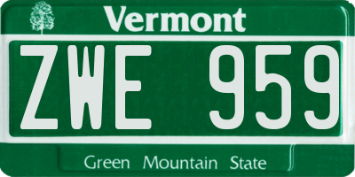 VT license plate ZWE959