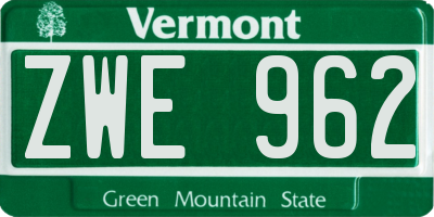 VT license plate ZWE962