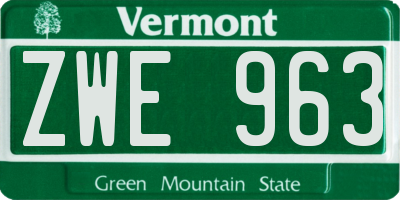 VT license plate ZWE963