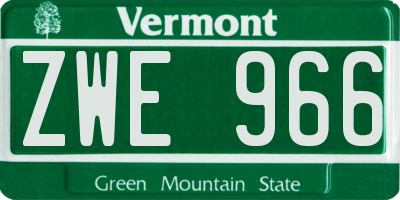 VT license plate ZWE966