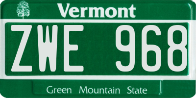 VT license plate ZWE968