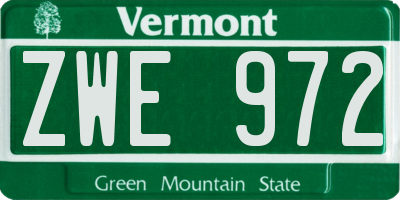 VT license plate ZWE972