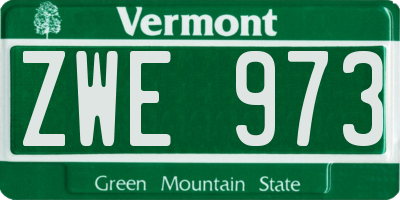 VT license plate ZWE973