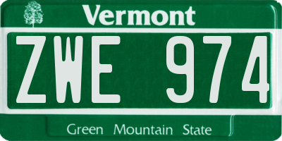 VT license plate ZWE974