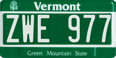 VT license plate ZWE977
