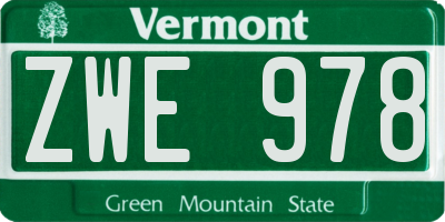VT license plate ZWE978