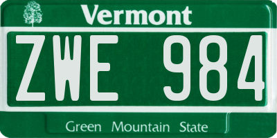 VT license plate ZWE984