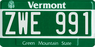VT license plate ZWE991