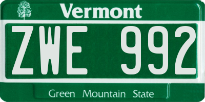 VT license plate ZWE992