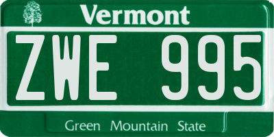 VT license plate ZWE995