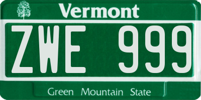 VT license plate ZWE999