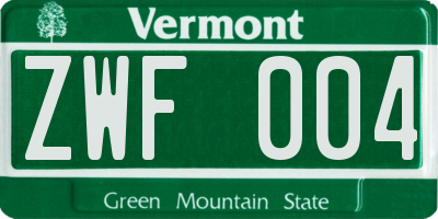 VT license plate ZWF004