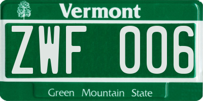 VT license plate ZWF006