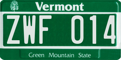 VT license plate ZWF014