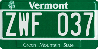 VT license plate ZWF037