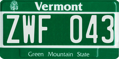 VT license plate ZWF043