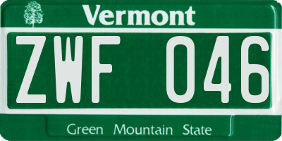 VT license plate ZWF046
