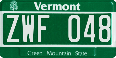 VT license plate ZWF048