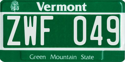 VT license plate ZWF049