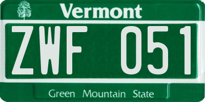 VT license plate ZWF051