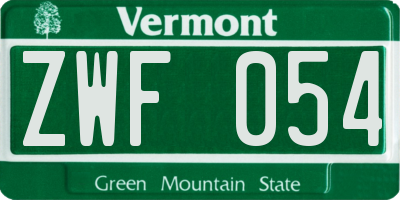 VT license plate ZWF054