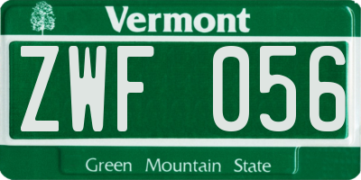 VT license plate ZWF056