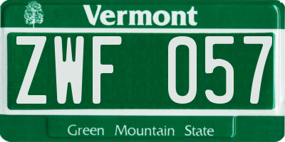 VT license plate ZWF057