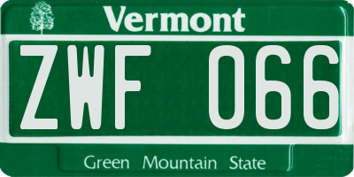 VT license plate ZWF066