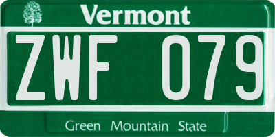 VT license plate ZWF079