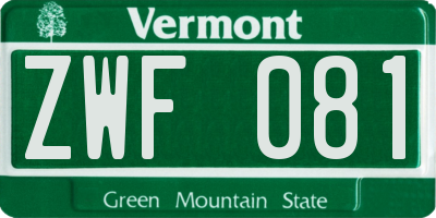 VT license plate ZWF081