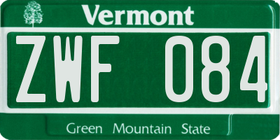 VT license plate ZWF084