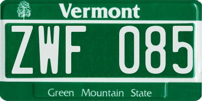 VT license plate ZWF085