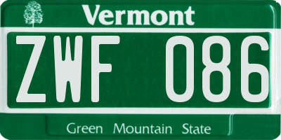 VT license plate ZWF086