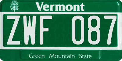 VT license plate ZWF087