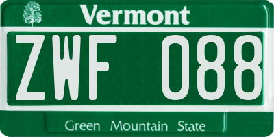 VT license plate ZWF088